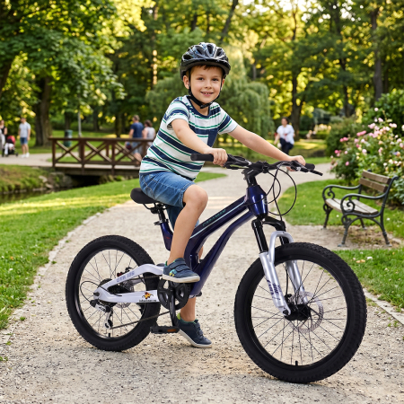 Biciclete - Bicicletă Caraiman, roți 20 inch, cu dublă suspensie, frâne pe disc, albastră