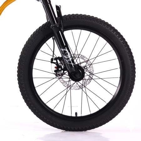Biciclete - Bicicletă Caraiman, roți 20 inch, cu dublă suspensie, frâne pe disc, aurie