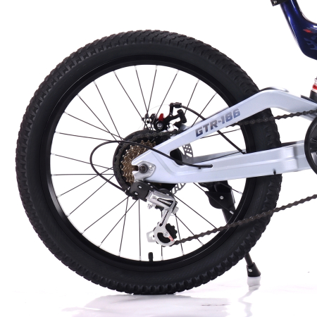 Biciclete - Bicicletă Caraiman, roți 20 inch, cu dublă suspensie, frâne pe disc, albastră