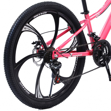 Biciclete - Bicicletă Caraiman, roți 24 sau 26 inch, cadru oțel, frâne pe disc, roz, BC25