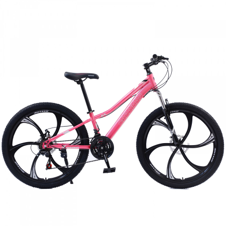 Biciclete - Bicicletă Caraiman, roți 24 sau 26 inch, cadru oțel, frâne pe disc, roz, BC25