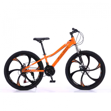 Biciclete - Bicicletă Fulger by Caraiman, roți 26 inch, cadru oțel, frâne pe disc, portocalie, BC56