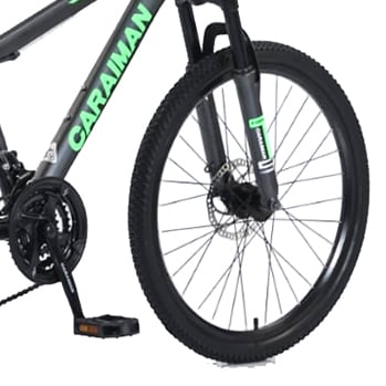 Biciclete - Bicicletă Caraiman, roți 24 sau 26 inch, cadru oțel, frâne pe disc, negru cu verde, BC34