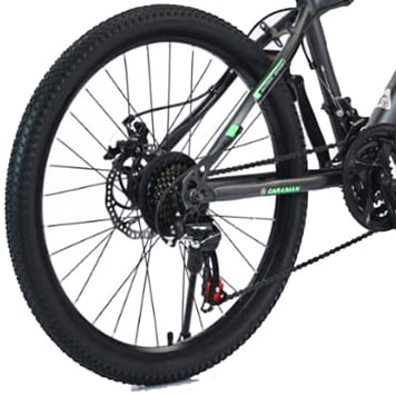 Biciclete - Bicicletă Caraiman, roți 24 sau 26 inch, cadru oțel, frâne pe disc, negru cu verde, BC34