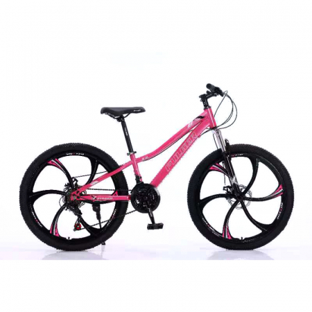 Bicicletă Caraiman, roți 26 inch, cadru oțel, frâne pe disc, roz [1]