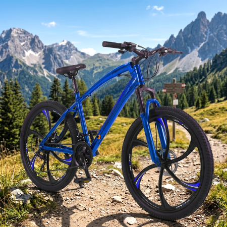 Bicicletă Caraiman, roți 26 inch, cadru oțel, frâne pe disc, bleumarin, BC125 [7]