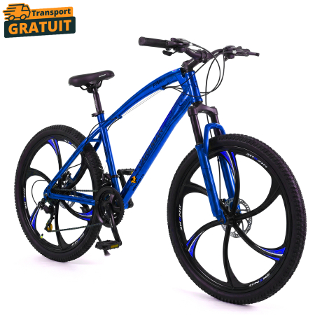 Biciclete - Bicicletă Caraiman, roți 26 inch, cadru oțel, frâne pe disc, bleumarin, BC125