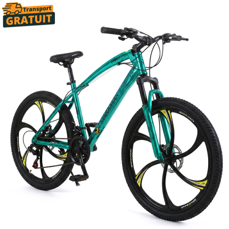 Biciclete - Bicicletă Caraiman, roți 26 inch, cadru oțel, frâne pe disc, turcoaz, BC123