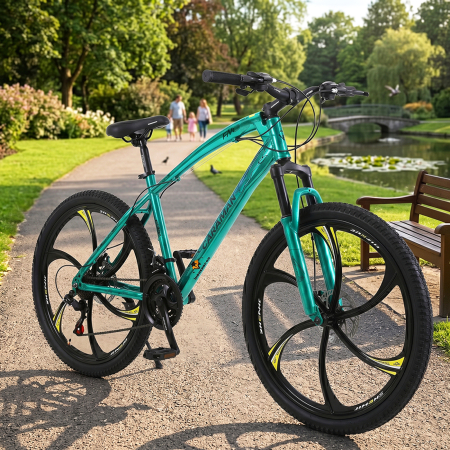 Bicicletă Caraiman, roți 26 inch, cadru oțel, frâne pe disc, turcoaz, BC123 [7]