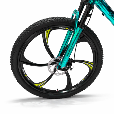 Biciclete - Bicicletă Caraiman, roți 26 inch, cadru oțel, frâne pe disc, turcoaz, BC123