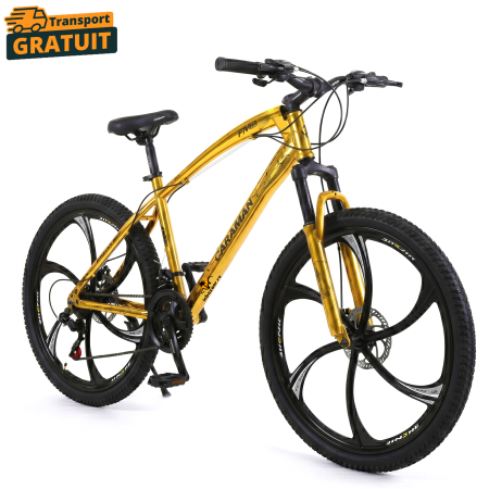 Biciclete - Bicicletă Caraiman, roți 26 inch, cadru oțel, frâne pe disc, aurie, BC124