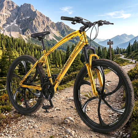 Bicicletă Caraiman, roți 26 inch, cadru oțel, frâne pe disc, aurie, BC124 [7]