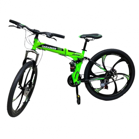 Bicicletă Caraiman, pliabilă, roți 26 inch, cu dublă suspensie, frâne pe disc, verde, BC60 [6]