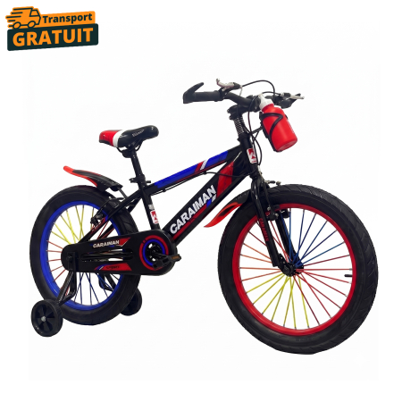 Biciclete - Bicicletă copii Caraiman 12 / 14 / 16 inch, cu roți ajutătoare, bidon apă, roșie