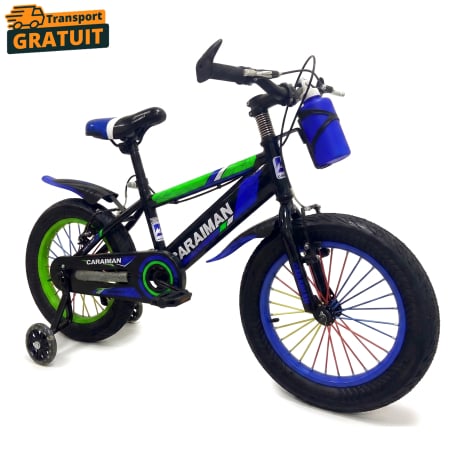 Biciclete - Bicicletă copii Caraiman 12 / 14 / 16 inch, cu roți ajutătoare, bidon apă, albastră
