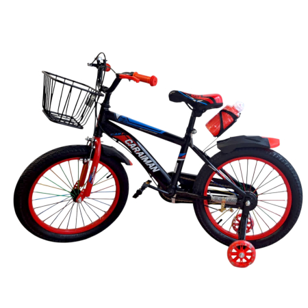Biciclete - Bicicletă copii Caraiman 16 / 18 inch, roți ajutătoare, coș față și bidon apă, roșie