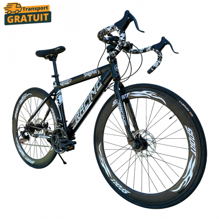 Biciclete - Bicicletă Cursieră New Speed Racing, roți 700C 28 inch, 21 viteze, cadru oțel, frâne pe disc, NS75