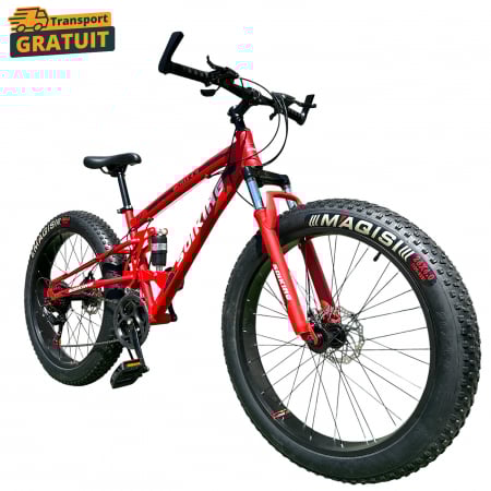 Biciclete - Bicicletă FatBike New Speed, roți 26 inch, 21 viteze, cadru oțel, frâne pe disc, NS79