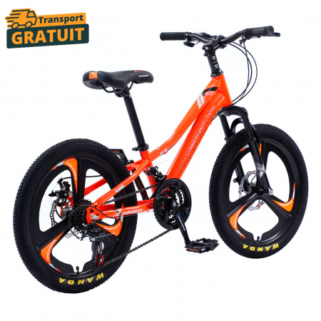 Biciclete - Bicicletă Fulger by Caraiman, roți 20 inch, cadru oțel, frâne pe disc, portocalie, BC03