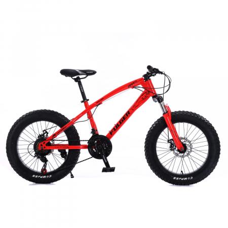 Biciclete - Bicicletă FatBike Fulger by Caraiman, roți 20 inch, cauciucuri groase, frâne pe disc, roșie, BC50