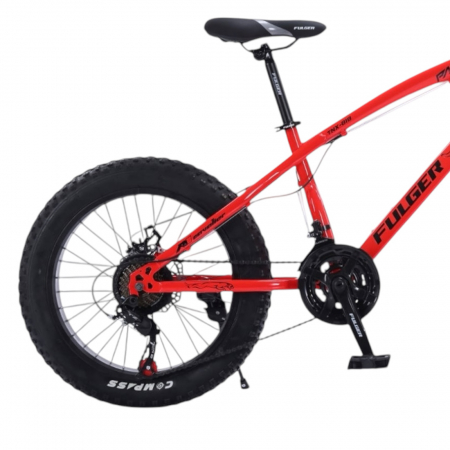 Biciclete - Bicicletă FatBike Fulger by Caraiman, roți 20 inch, cauciucuri groase, frâne pe disc, roșie, BC50