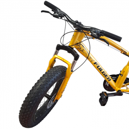 Biciclete - Bicicletă FatBike Fulger by Caraiman, roți 20 inch, cauciucuri groase, frâne pe disc, aurie, BC52