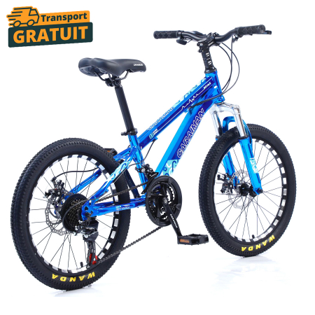 Biciclete - Bicicletă Caraiman, roți 24 inch, cadru oțel, frâne pe disc, albastră, BC90