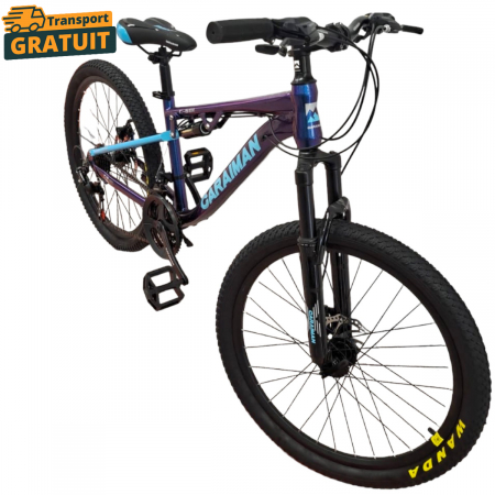 Biciclete - Bicicletă Caraiman, roți 24 sau 26 inch, cu dublă suspensie, frâne pe disc, cameleon, BC80
