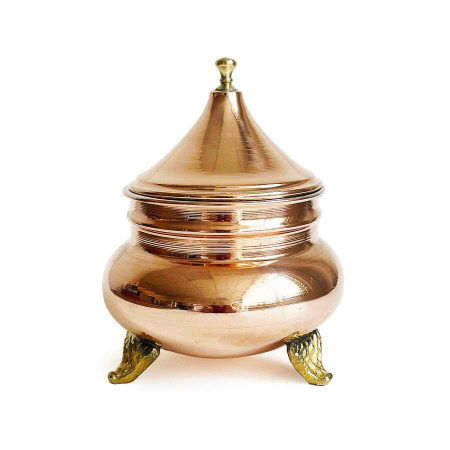 Produse din cupru - Bombonieră din cupru cu capac lucrată manual 600 ml CTR73