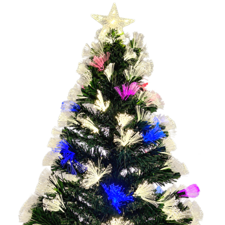 Brazi artificiali - Brad artificial cu instalație de fibră optică, multicolor, cu vârf, 90-210 cm