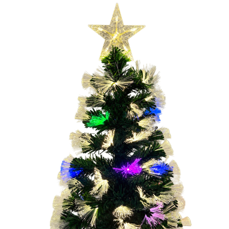 Brad artificial cu instalație de fibră optică, multicolor, cu vârf, 90-210 cm [6]