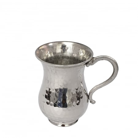 Produse din cupru - Cană din cupru alb gravată lucrată manual 300 ml CTR48