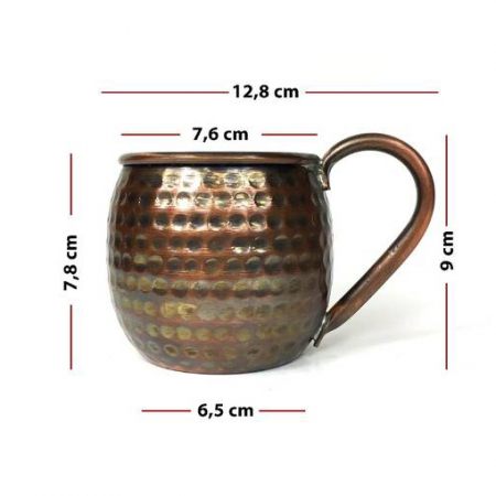 Produse din cupru - Cană din cupru antichizat lucrată manual 360 ml CTR03