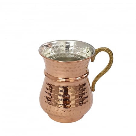 Produse din cupru - Cană din cupru gravată lucrată manual 250 ml CTR41
