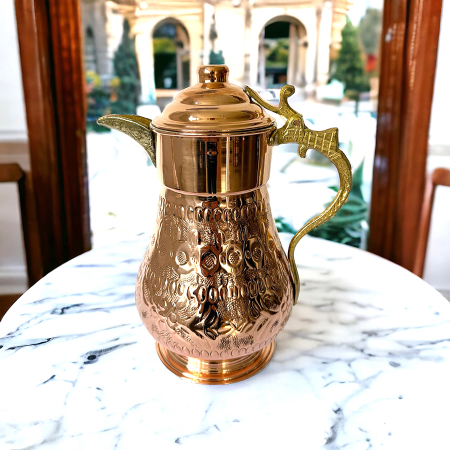 Carafă din cupru cu capac gravată 2000 ml CTR69 [6]