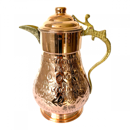 Produse din cupru - Carafă din cupru cu capac gravată 2000 ml CTR69