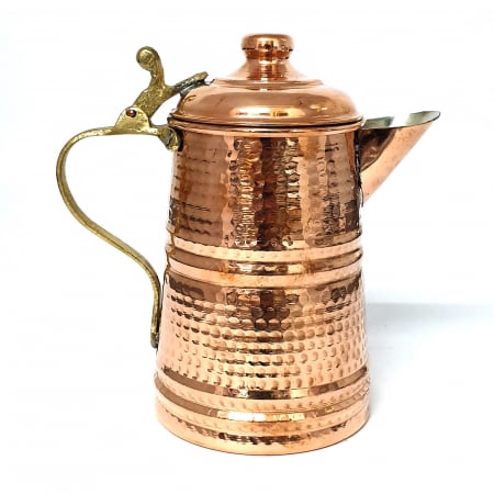 Produse din cupru - Carafă din cupru cu capac lucrata manual 900 ml CTR28