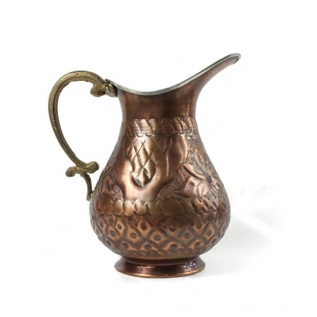 Produse din cupru - Carafă gravată manual din cupru antichizat 1100 ml CTR05
