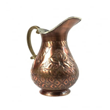 Produse din cupru - Carafă gravată manual din cupru antichizat 1100 ml CTR05
