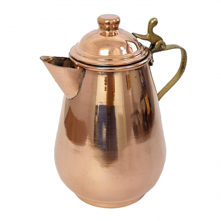 Produse din cupru - Carafă rotundă din cupru cu capac lucrata manual 1250 ml CTR30