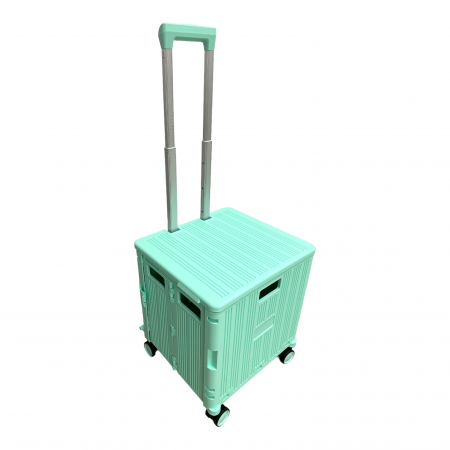 Cărucior pliabil tip troler, 4 roți, 38x35x35 cm, turcoaz, CTT04 [1]