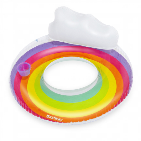 Gonflabile și plajă - Colac înot gonflabil Bestway Rainbow cu tetieră diametru 107 cm