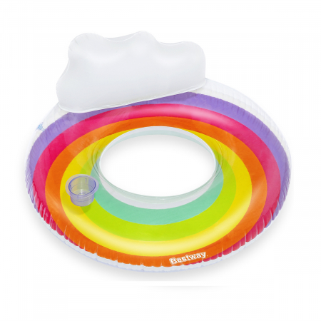 Gonflabile și plajă - Colac înot gonflabil Bestway Rainbow cu tetieră diametru 107 cm