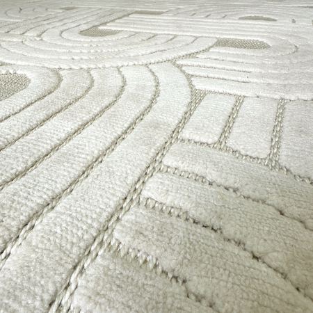 Covoare tradiționale - Covor 3D în relief acolade 678B diverse mărimi Crem