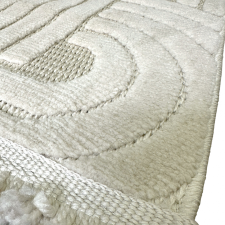 Covoare tradiționale - Covor 3D în relief acolade 678B diverse mărimi Crem