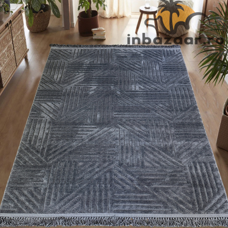 Covoare tradiționale - Covor 3D în relief geometric 692A diverse mărimi Antracit