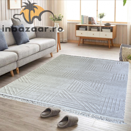 Covoare tradiționale - Covor 3D în relief geometric 692G diverse mărimi Gri