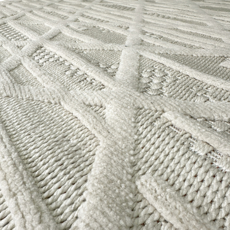 Covoare tradiționale - Covor 3D în relief zigzag 036B diverse mărimi Crem