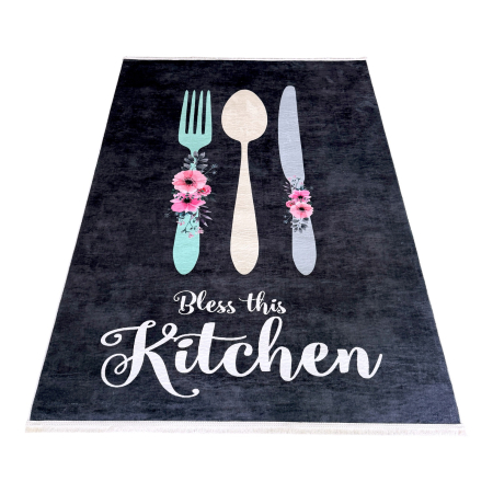 Covoare antiderapante - Covor bucătărie antiderapant, Bless This Kitchen, 120x180 cm