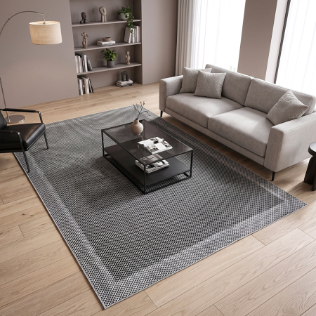 Covoare antiderapante - Covor cameră antiderapant, cu Aspect de Sisal, Țesătură plată, Gri Închis, diverse dimensiuni